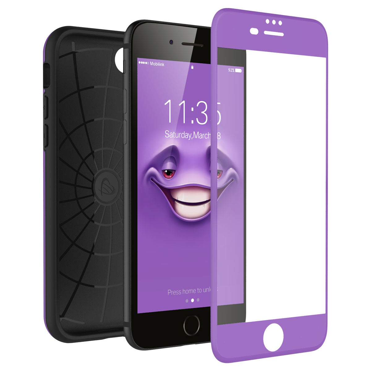LUVVITT EMOJI Case and Tempered Glass Set for iPhone 7/8 Plus - Purple