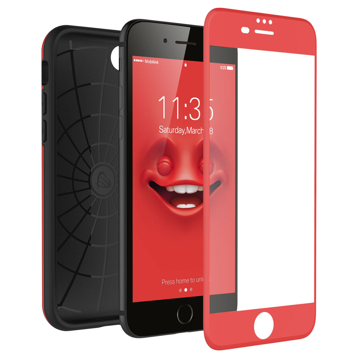 LUVVITT EMOJI Case and Tempered Glass Set for iPhone 7/8 - Red