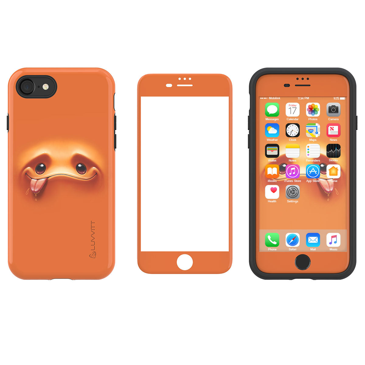 LUVVITT EMOJI Case and Tempered Glass Set for iPhone 7/8 - Orange