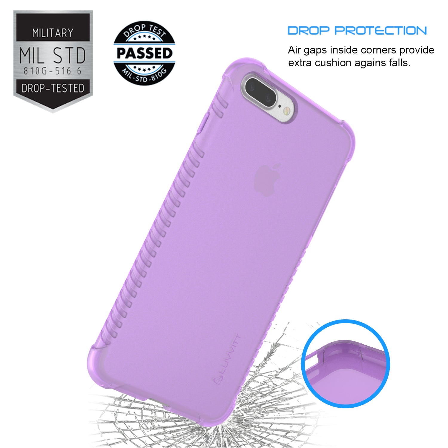 Luvvitt Clear Grip Flexible TPU Case for iPhone 7 Plus and 8 Plus - Violet
