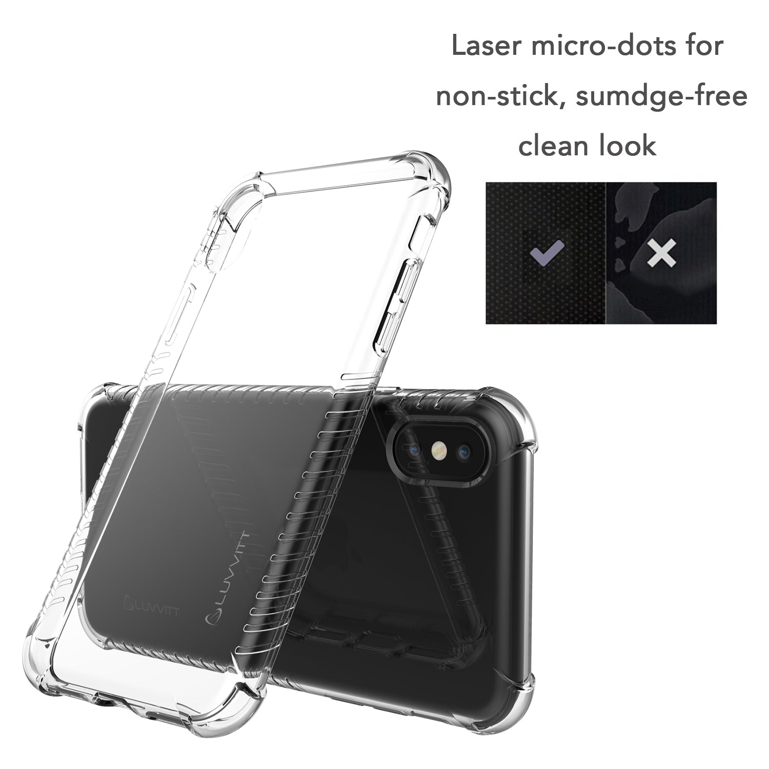Luvvitt Clear Grip Flexible Slim Shock Proof TPU Case for Apple iPhone X / XS - Clear