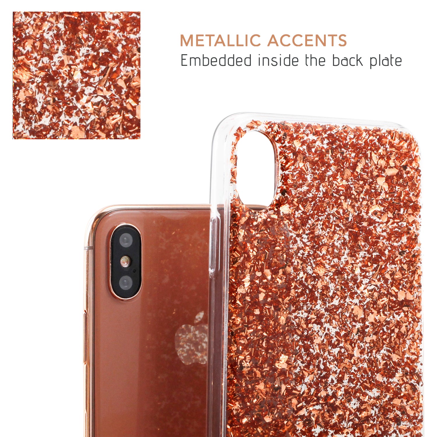 Luvvitt Brilliance Case for iPhone XS / X with Glitter - Rose Gold