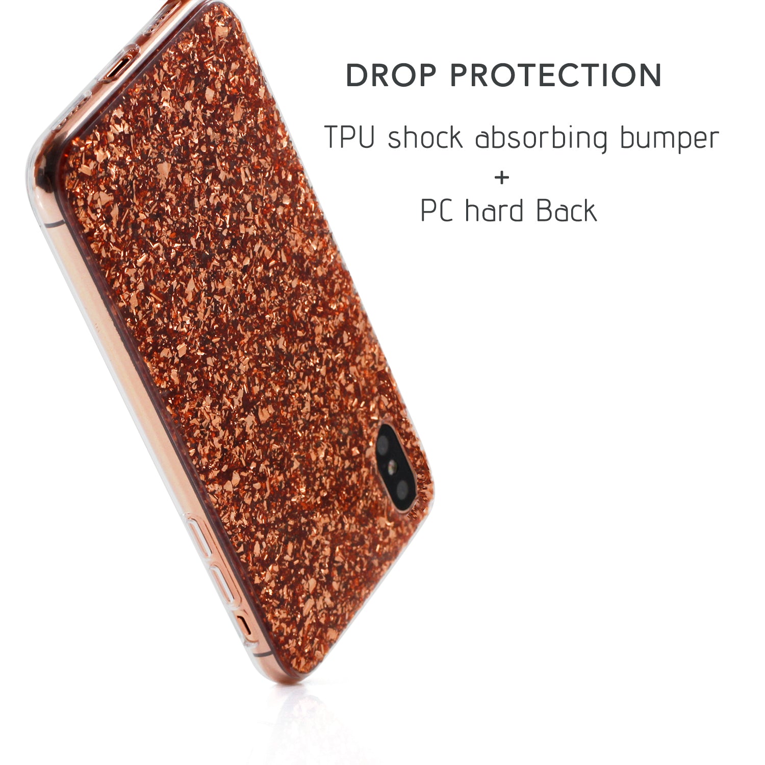 Luvvitt Brilliance Case for iPhone XS / X with Glitter - Rose Gold