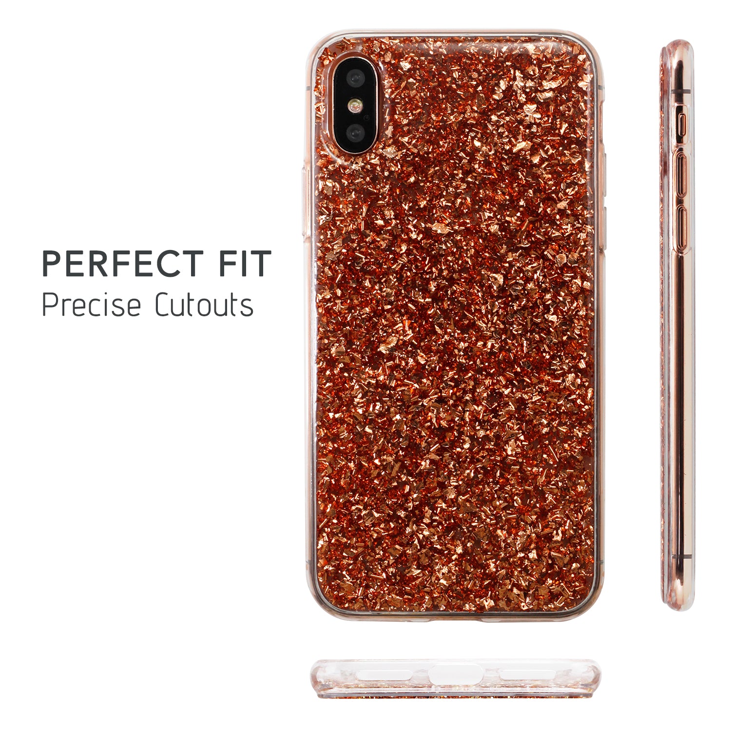 Luvvitt Brilliance Case for iPhone XS / X with Glitter - Rose Gold