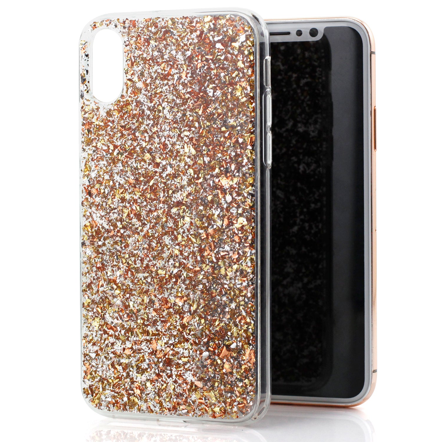 Luvvitt Brilliance Case for iPhone XS / X Glitter Gold/ Rose Gold / Silver Swirl