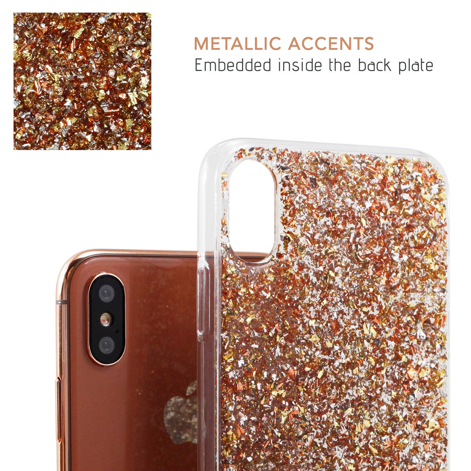 Luvvitt Brilliance Case for iPhone XS / X Glitter Gold/ Rose Gold / Silver Swirl