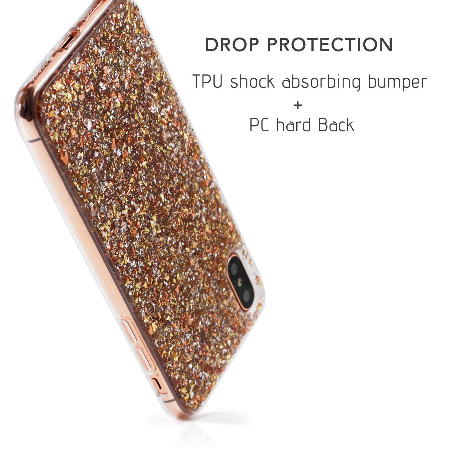 Luvvitt Brilliance Case for iPhone XS / X Glitter Gold/ Rose Gold / Silver Swirl