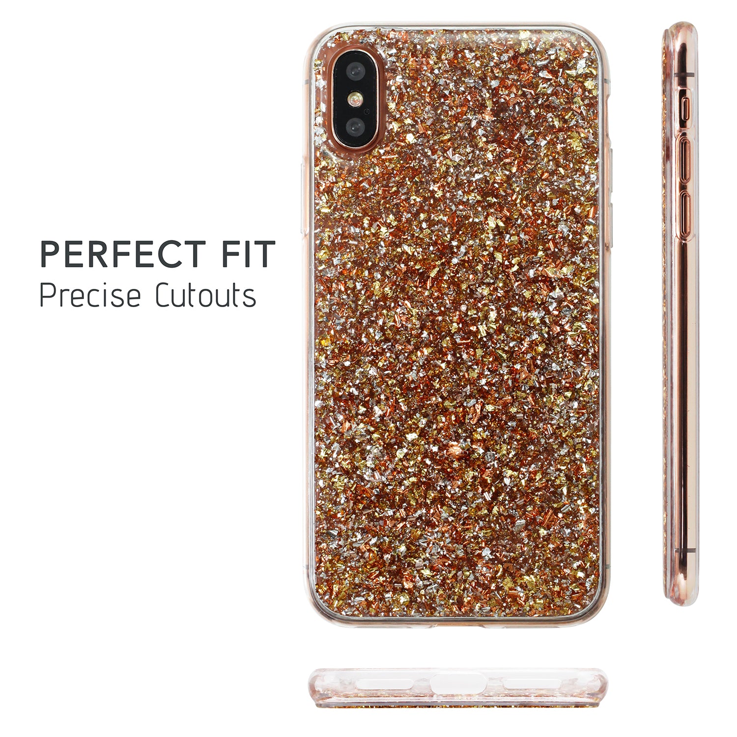 Luvvitt Brilliance Case for iPhone XS / X Glitter Gold/ Rose Gold / Silver Swirl