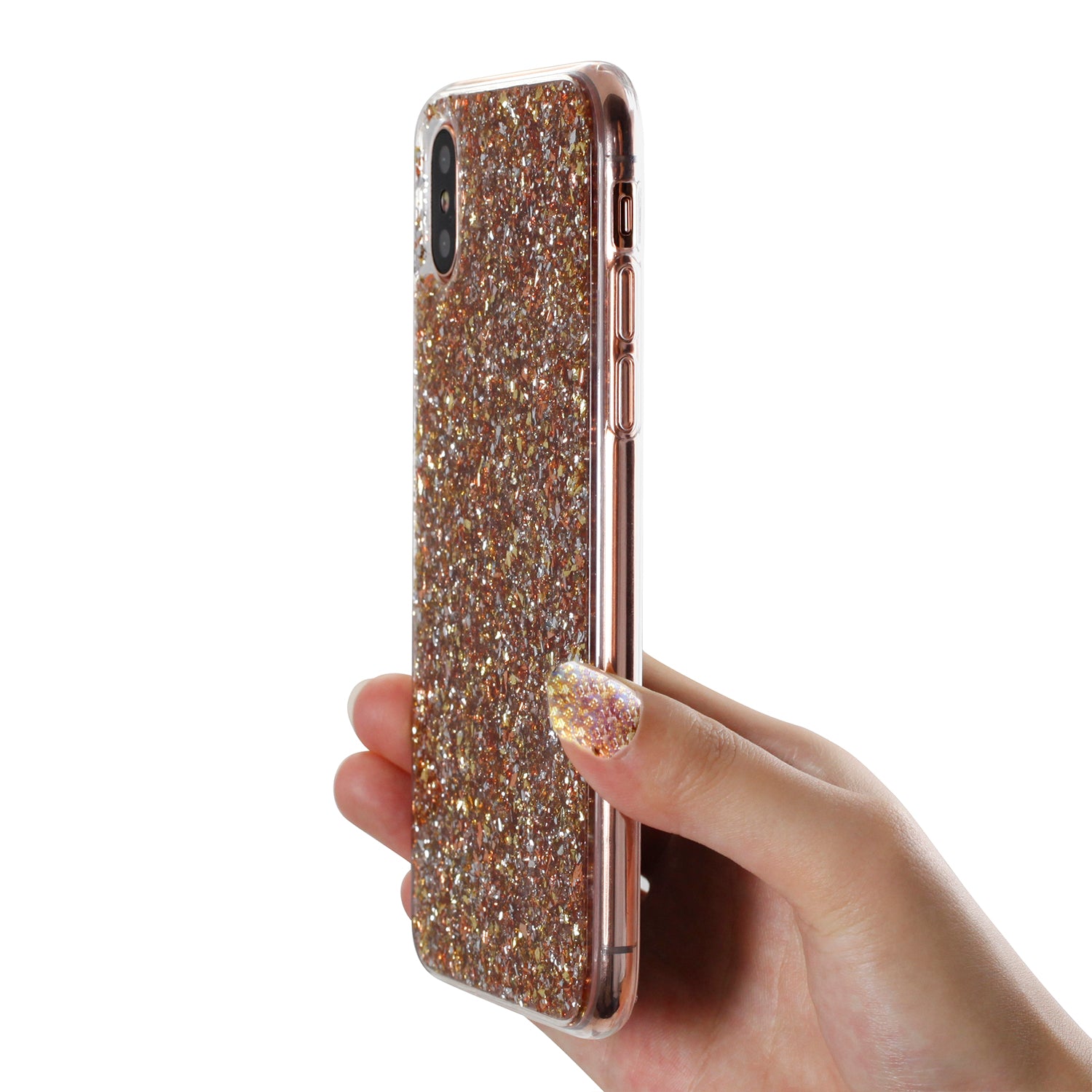 Luvvitt Brilliance Case for iPhone XS / X Glitter Gold/ Rose Gold / Silver Swirl