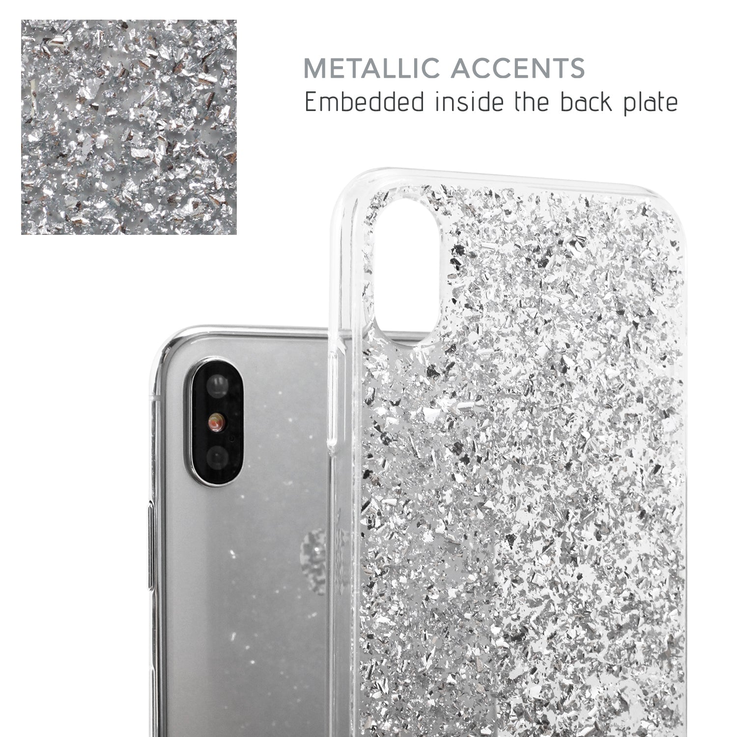 Luvvitt Brilliance Case for iPhone XS / X with Glitter - Silver