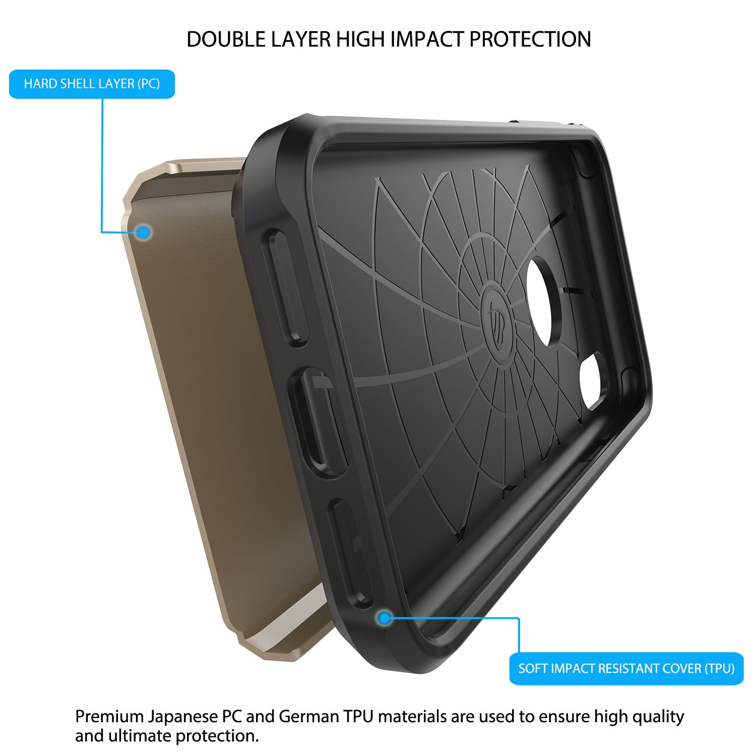 Luvvitt Ultra Armor Dual Layer Case for iPhone XS / X 5.8 inch 2017-2018 - Gold