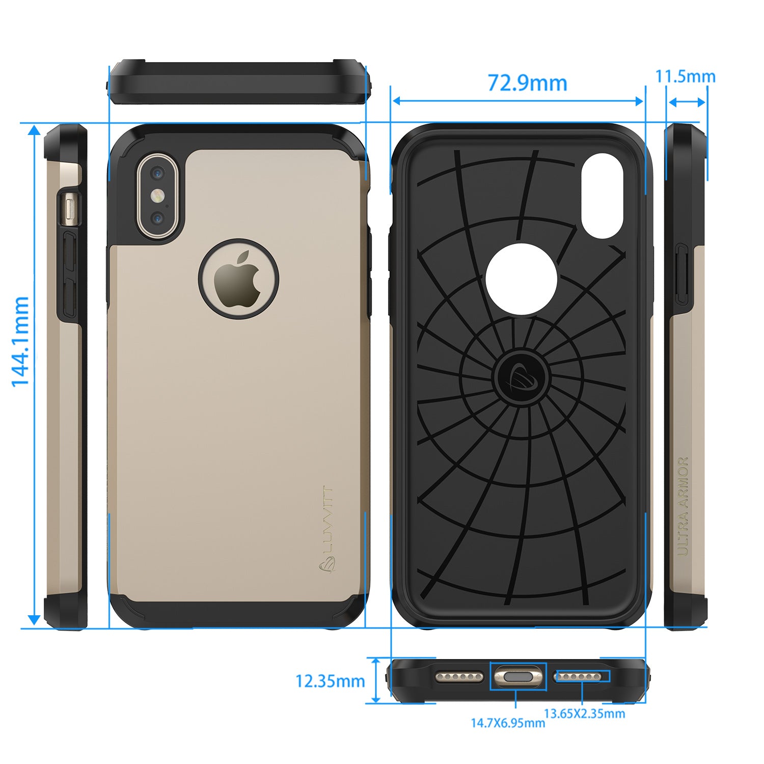 Luvvitt Ultra Armor Dual Layer Case for iPhone X / XS - Gold