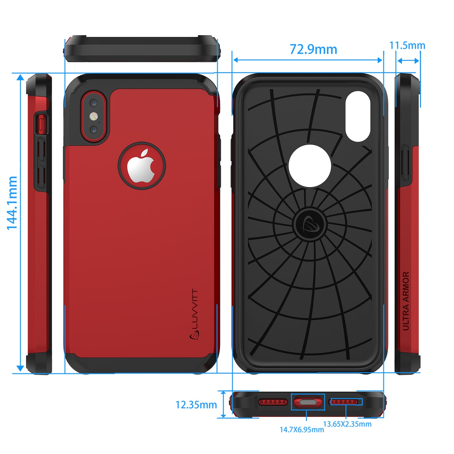 Luvvitt Ultra Armor Dual Layer Case for iPhone XS / X 5.8 inch 2017-2018 - Red