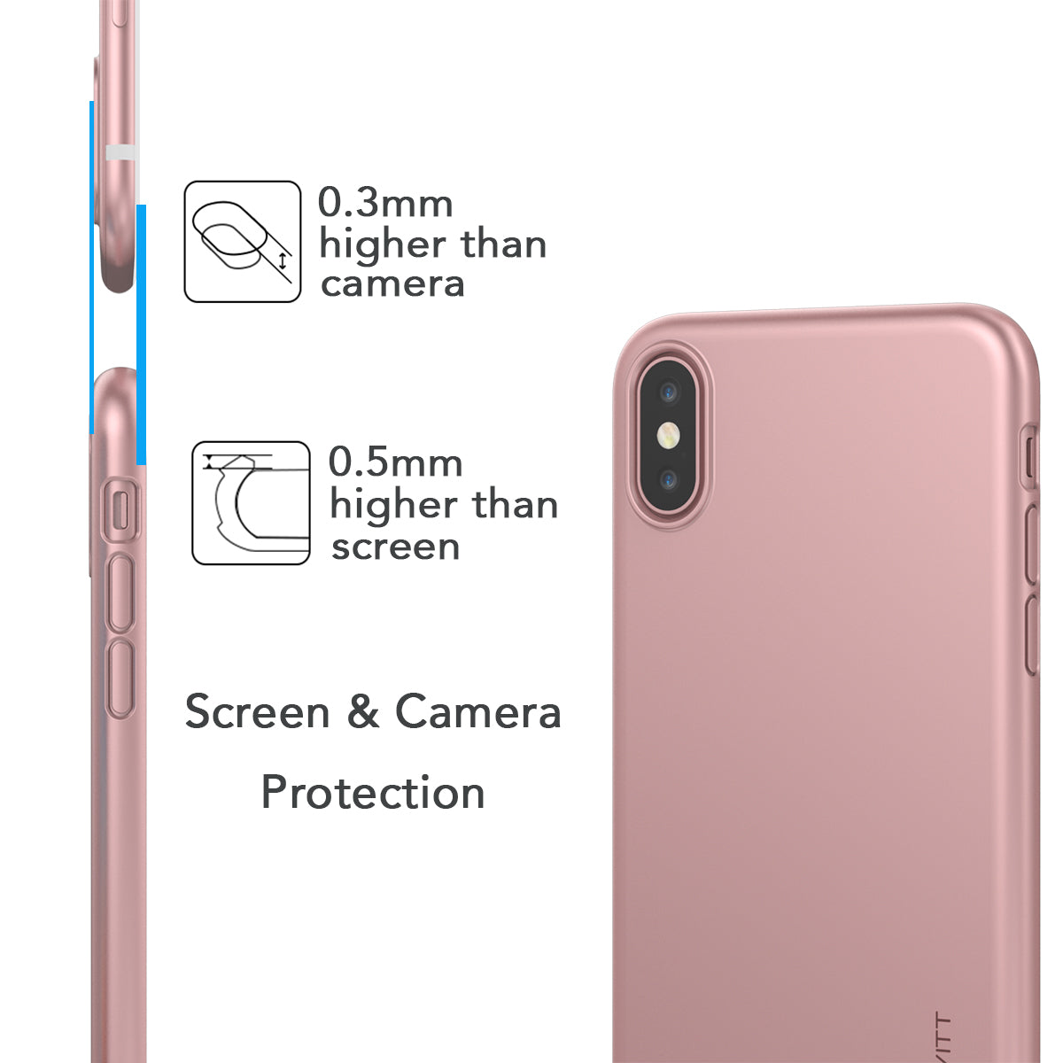 Luvvitt Svelte Slim Fit Hard Shell Case for iPhone XS / X - Rose Gold