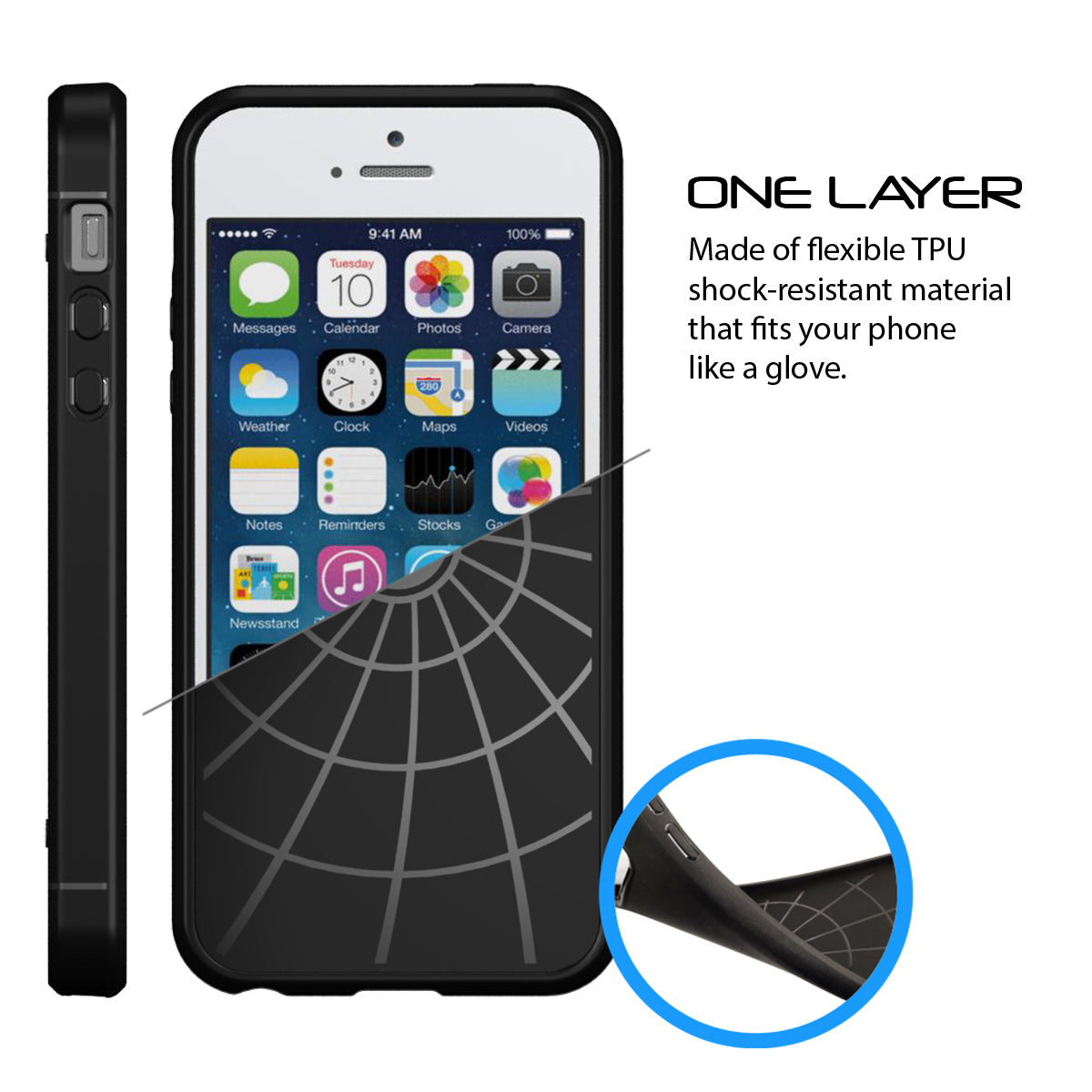 LUVVITT SLEEK ARMOR iPhone 5 SE Case | Dual Layer Back Cover - Black (2016 only)