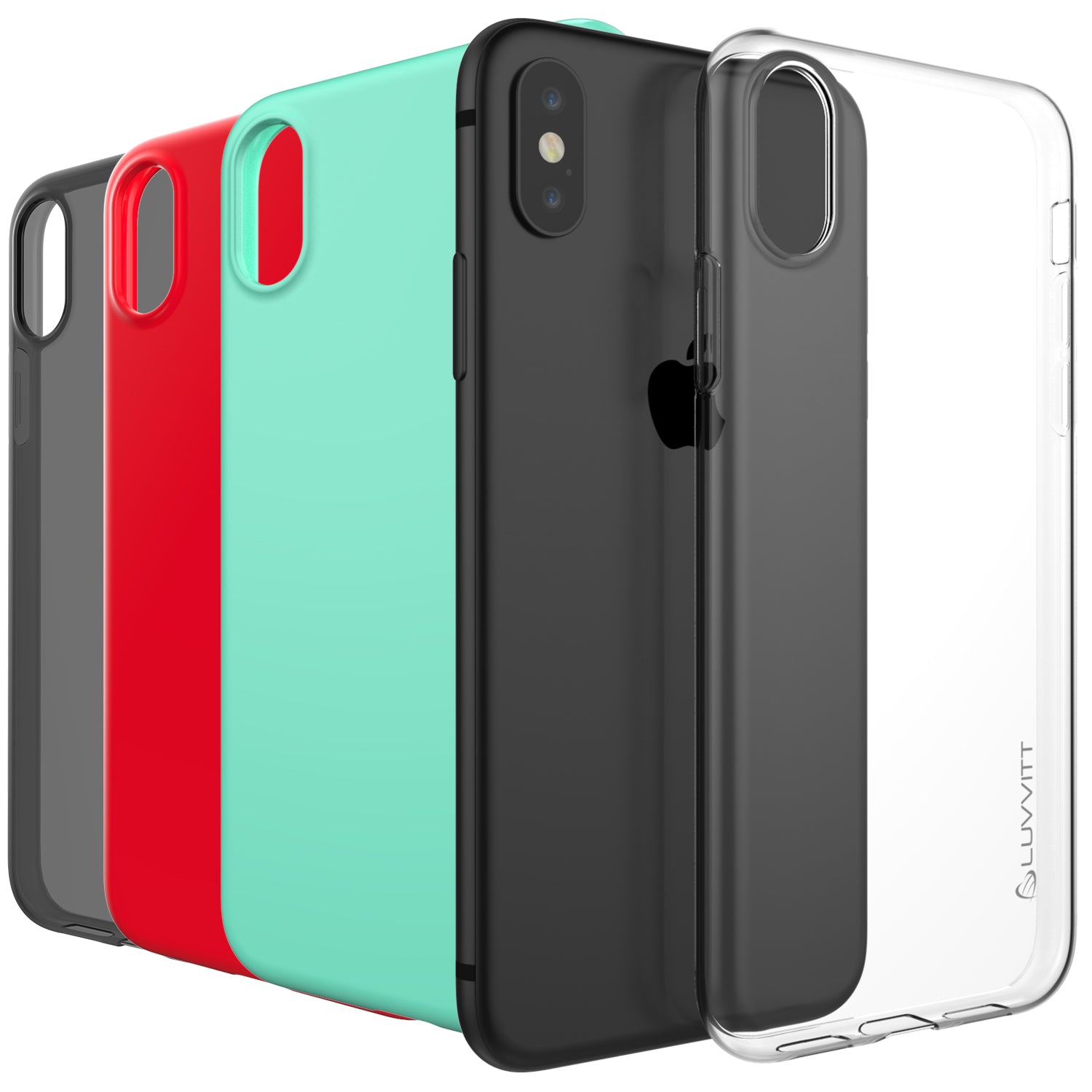 Luvvitt Clarity Case for iPhone X / XS Slim Flexible TPU Rubber Cover - 4 Pack Bundle