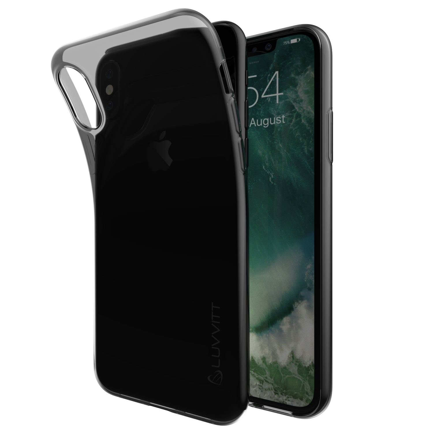 Luvvitt Clarity Case for iPhone XS / X Slim Flexible Rubber Light Cover - Black