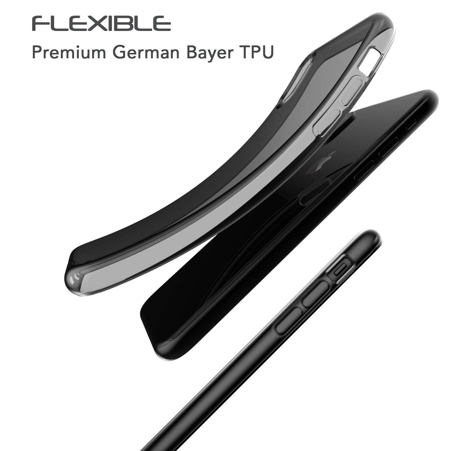 Luvvitt Clarity Case for iPhone XS / X Slim Flexible Rubber Light Cover - Black