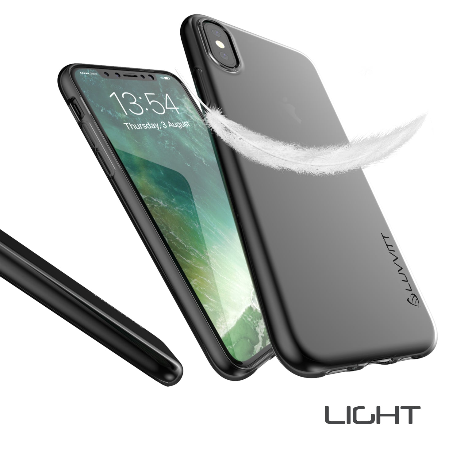 Luvvitt Clarity Case for iPhone XS / X Slim Flexible Rubber Light Cover - Black