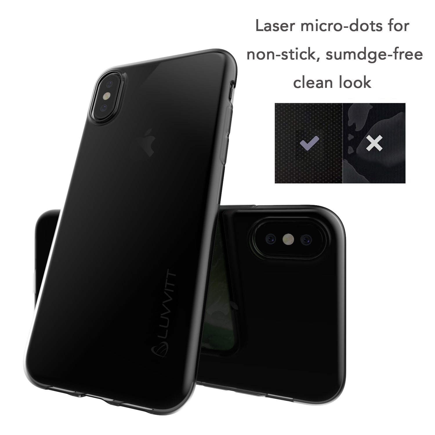 Luvvitt Clarity Case for iPhone XS / X Slim Flexible Rubber Light Cover - Black