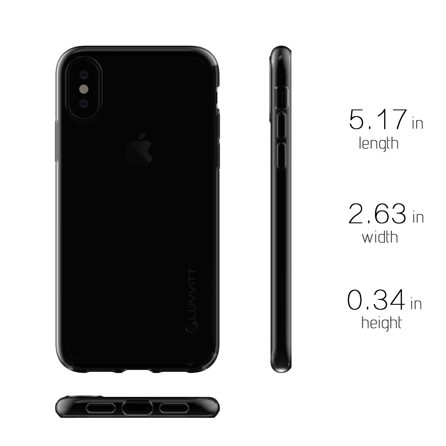 Luvvitt Clarity Case for iPhone XS / X Slim Flexible Rubber Light Cover - Black