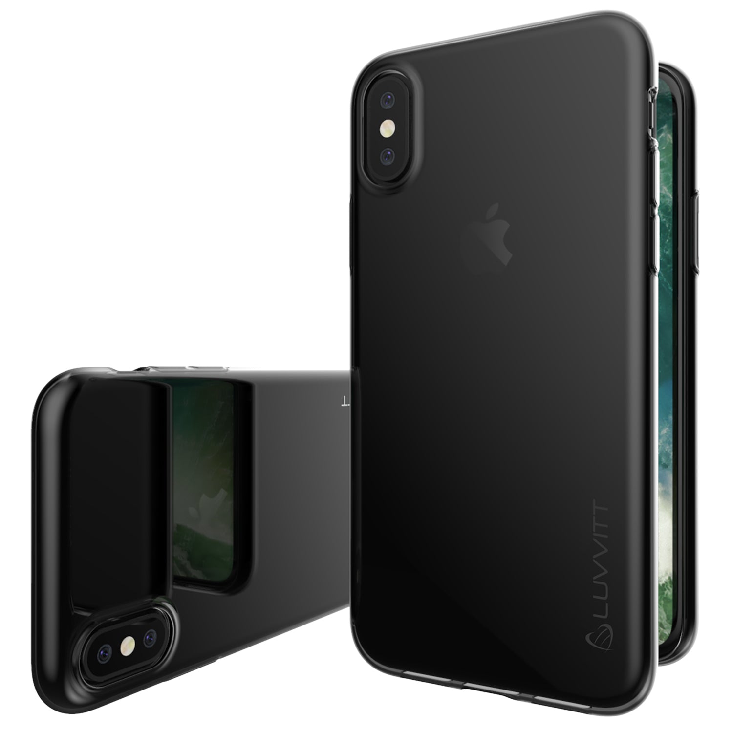 Luvvitt Clarity Case for iPhone XS / X Slim Flexible Rubber Light Cover - Black