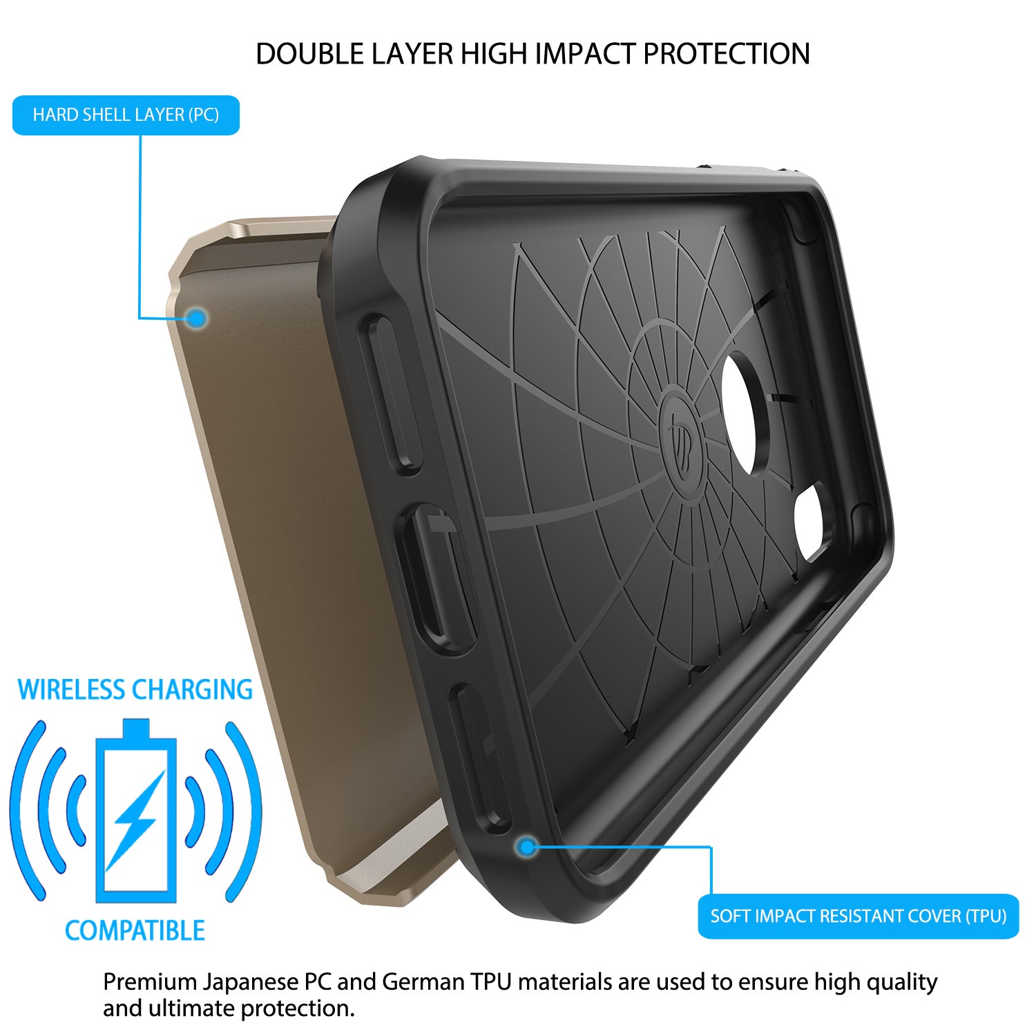 Luvvitt Ultra Armor Dual Layer Case for iPhone X / XS - Gold