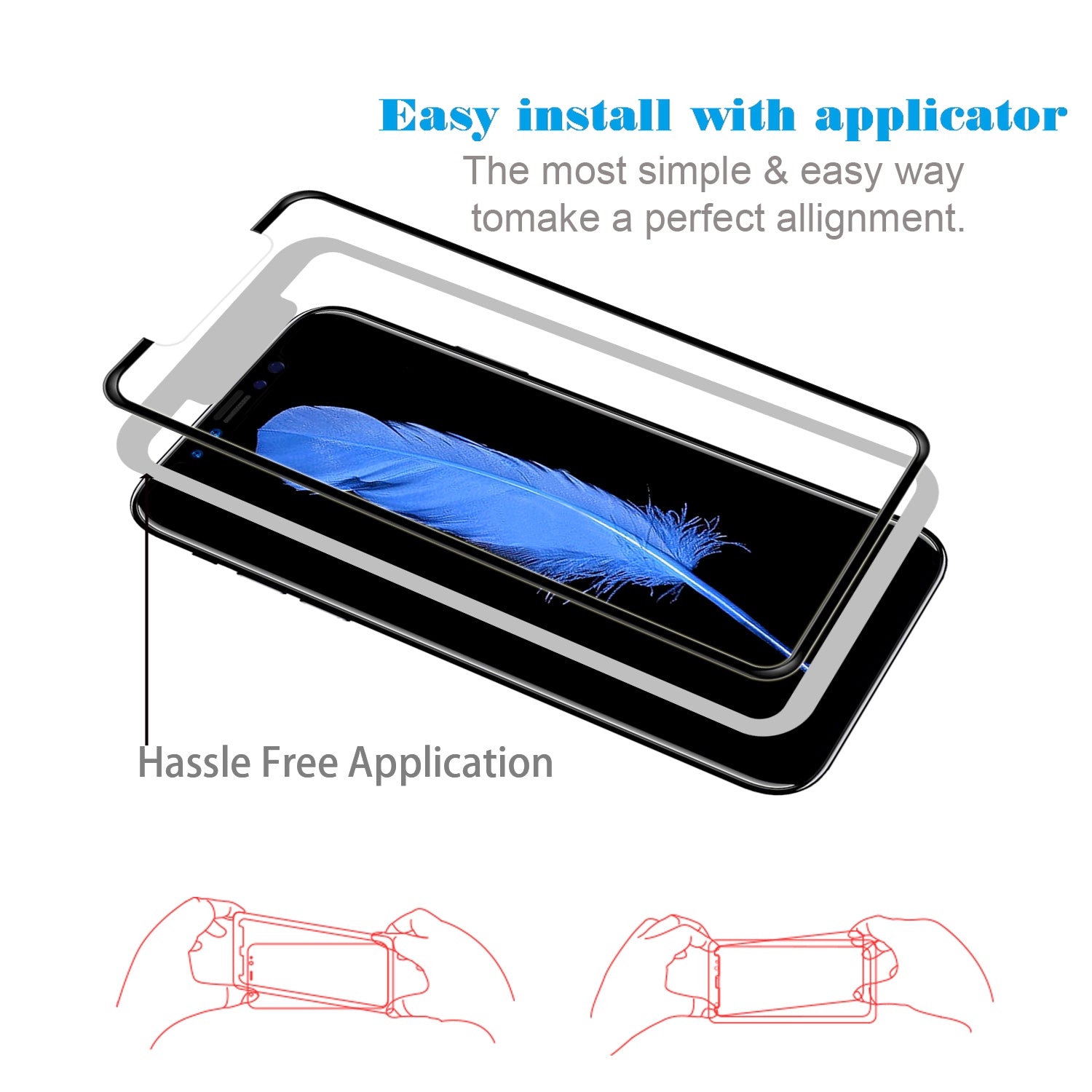 Luvvitt Curved Tempered Glass Screen Protector and Applicator for iPhone XS / X