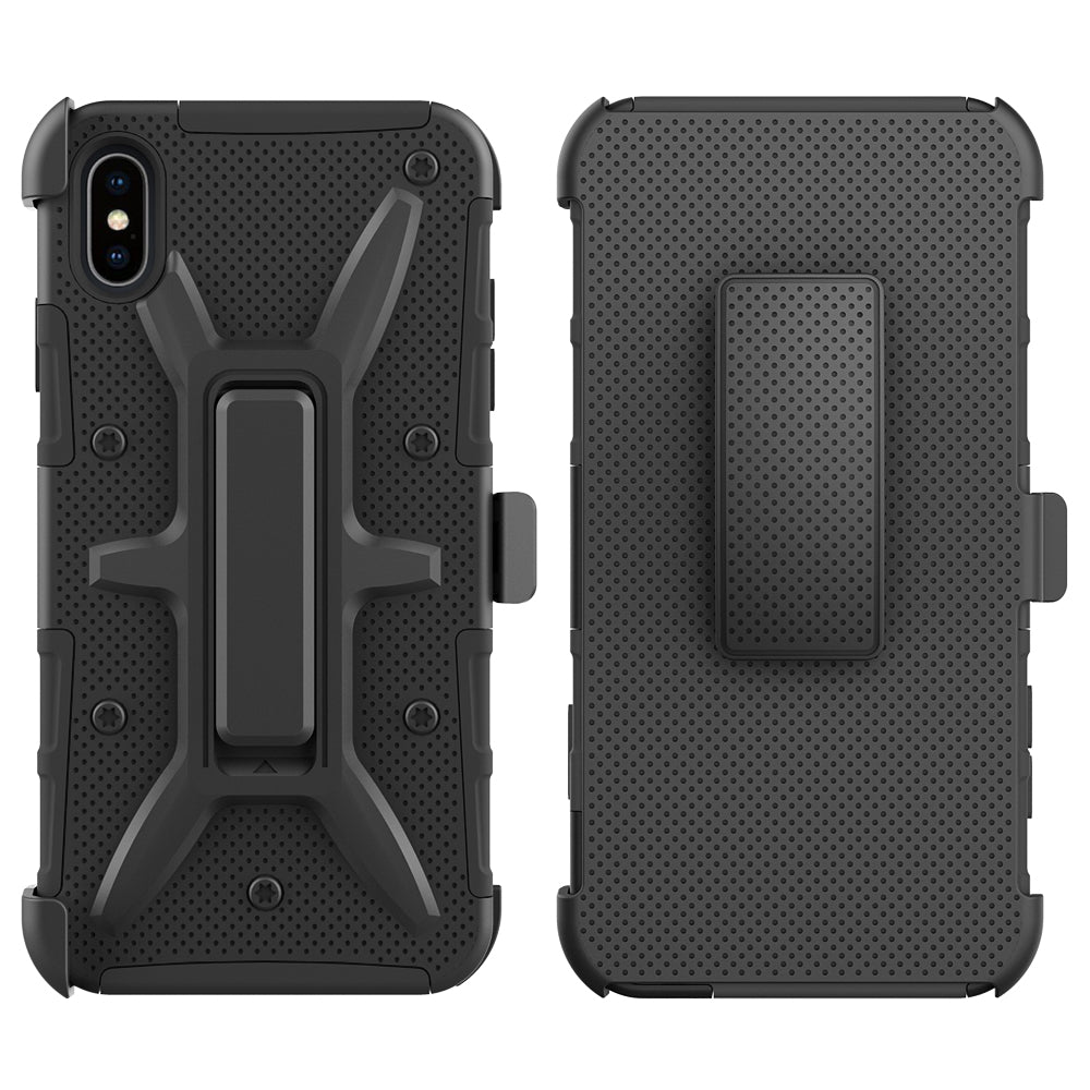 Luvvitt iPhone XS Max Armor Case With Belt Clip Holster and Kickstand 6.5 Black