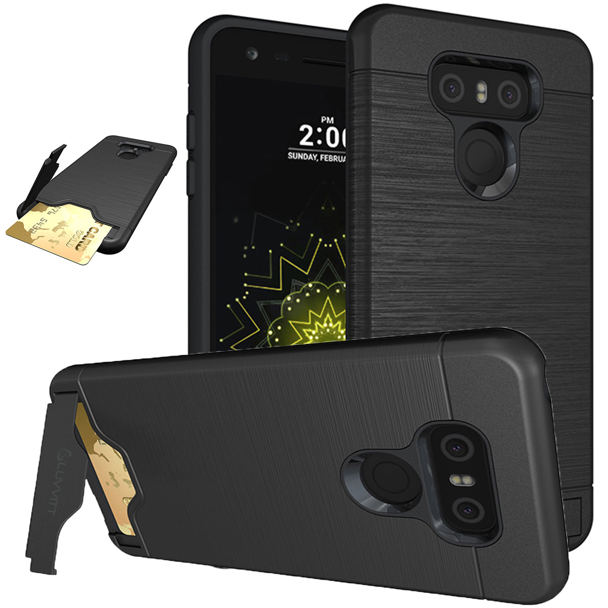 LUVVITT ARMOR WALLET Card Slot Case with Kickstand for LG G6 - Black