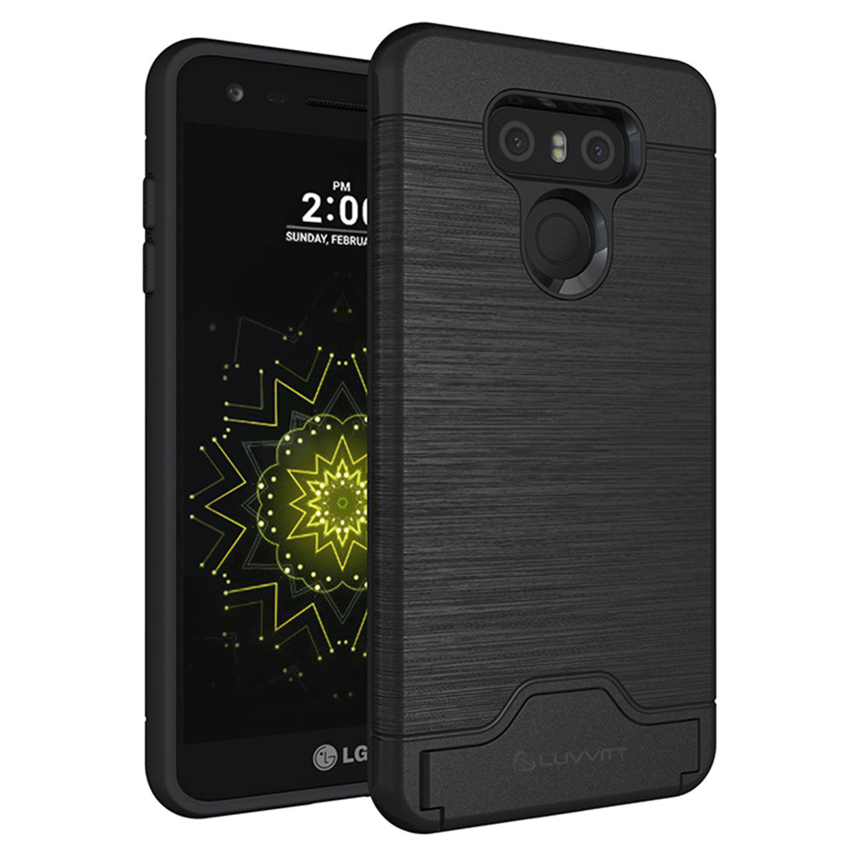 LUVVITT ARMOR WALLET Card Slot Case with Kickstand for LG G6 - Black