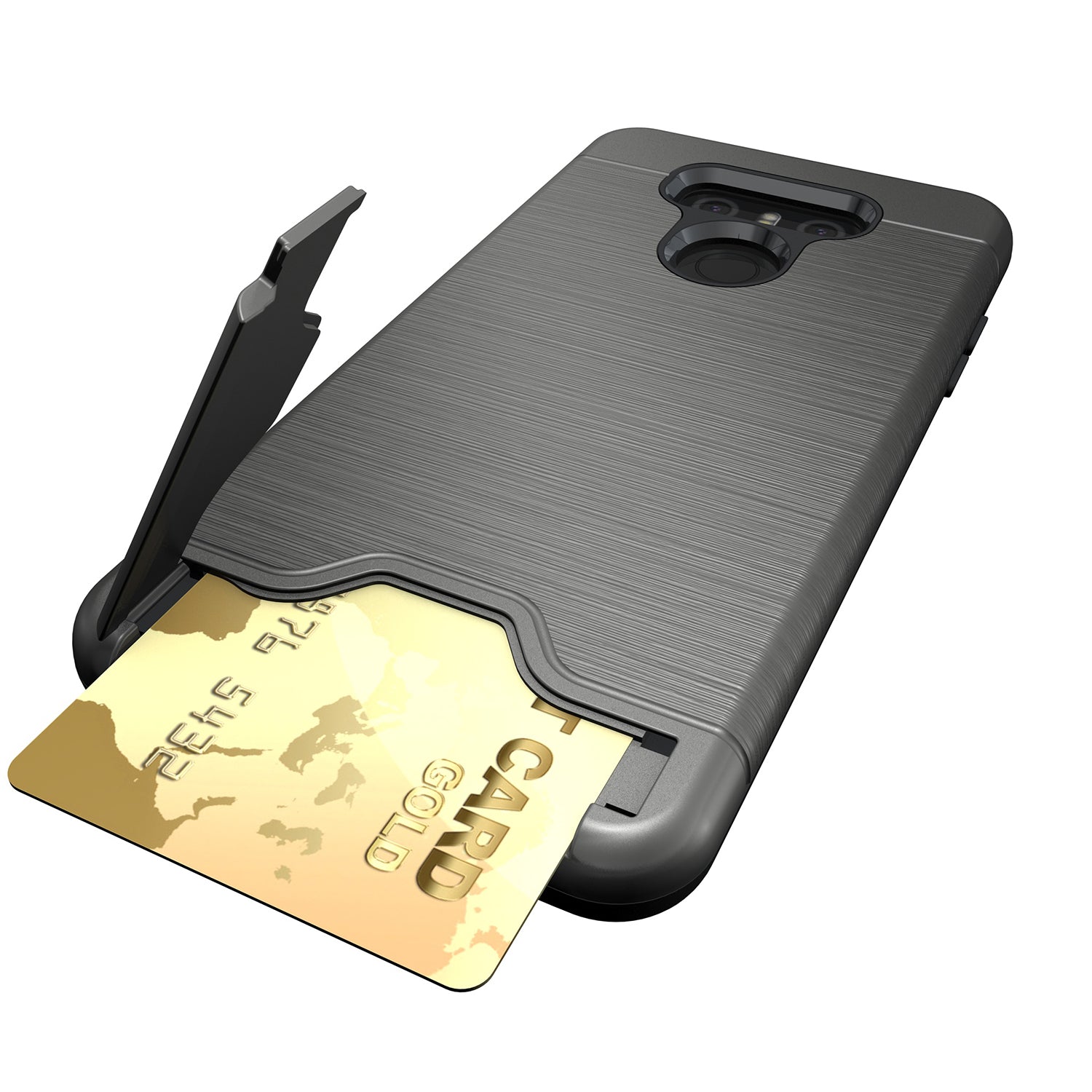 LUVVITT ARMOR WALLET Card Slot Case with Kickstand for LG G6 - Platinum Gray
