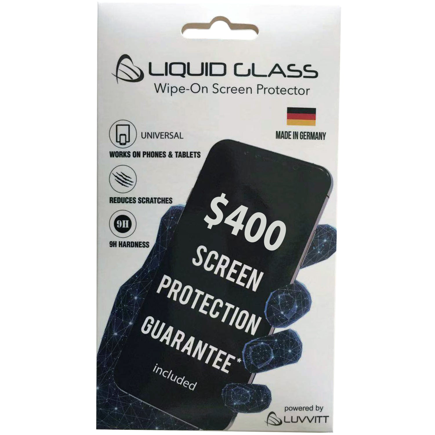 Liquid Glass Screen Protector with $400 Warranty for iPhone iPad Samsung and All