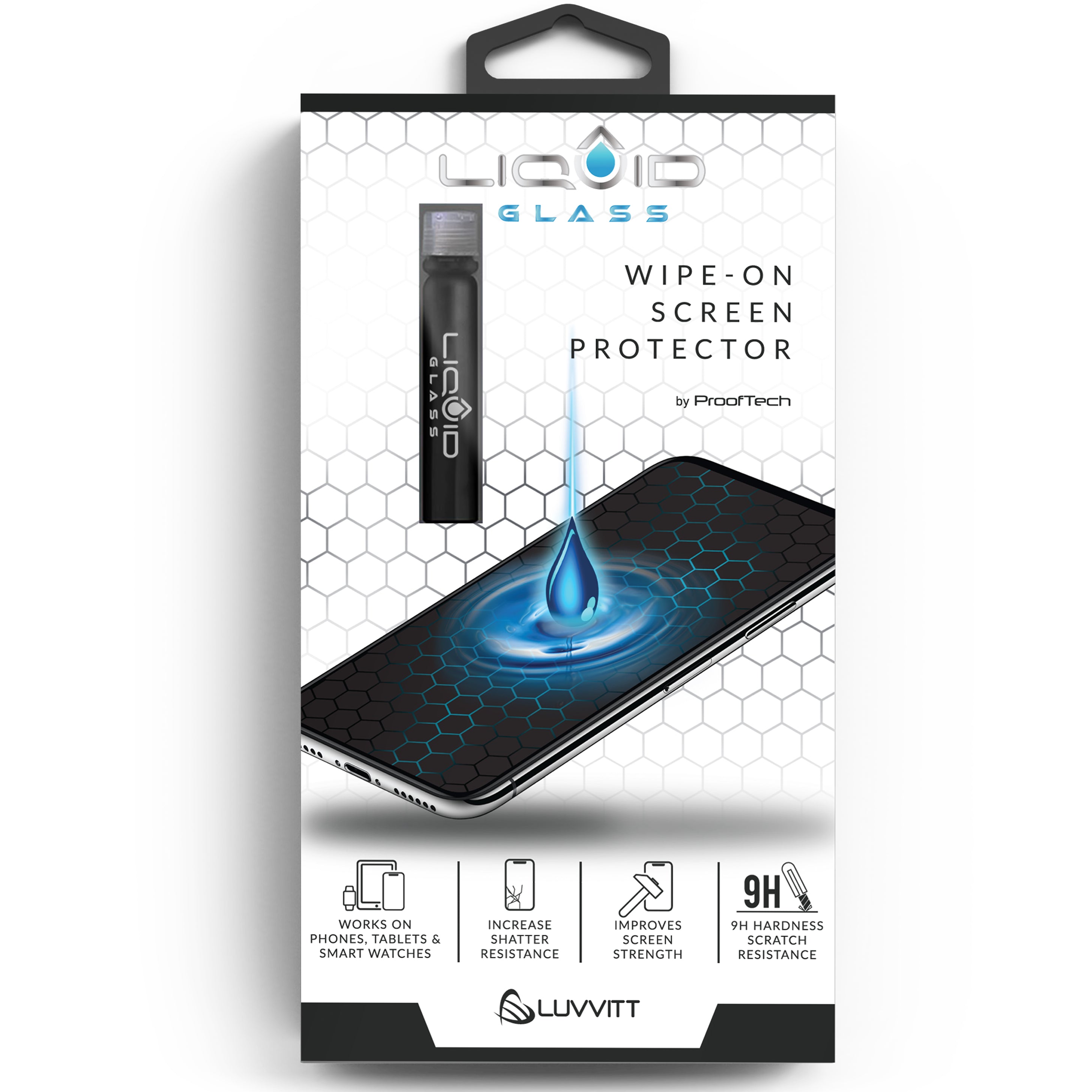 LIQUID GLASS Screen Protector for All Smartphones Tablets and Watches Scratch and Shatter Resistant Wipe On Nano Protection for Up To 4 Devices Bottle