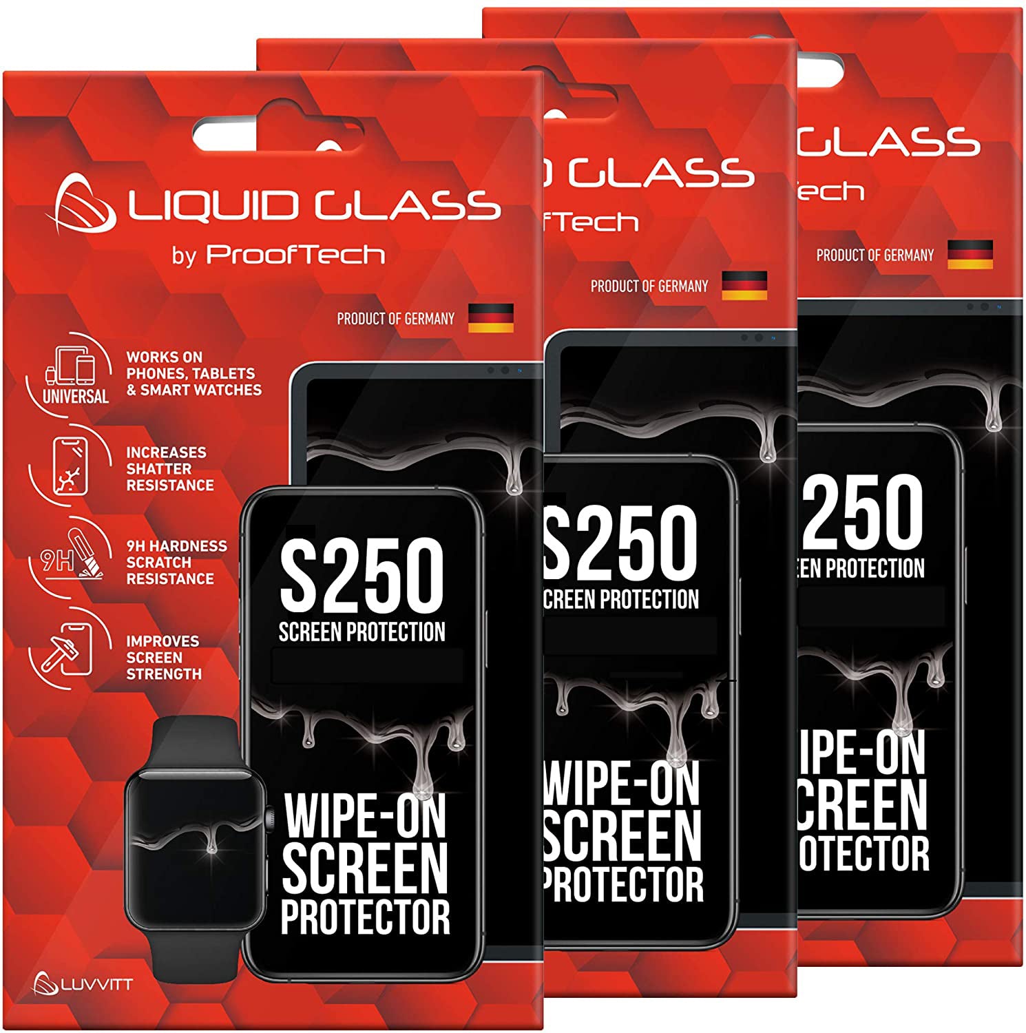 3 Pack Liquid Glass Screen Protector with $250 Screen Protection Guarantee