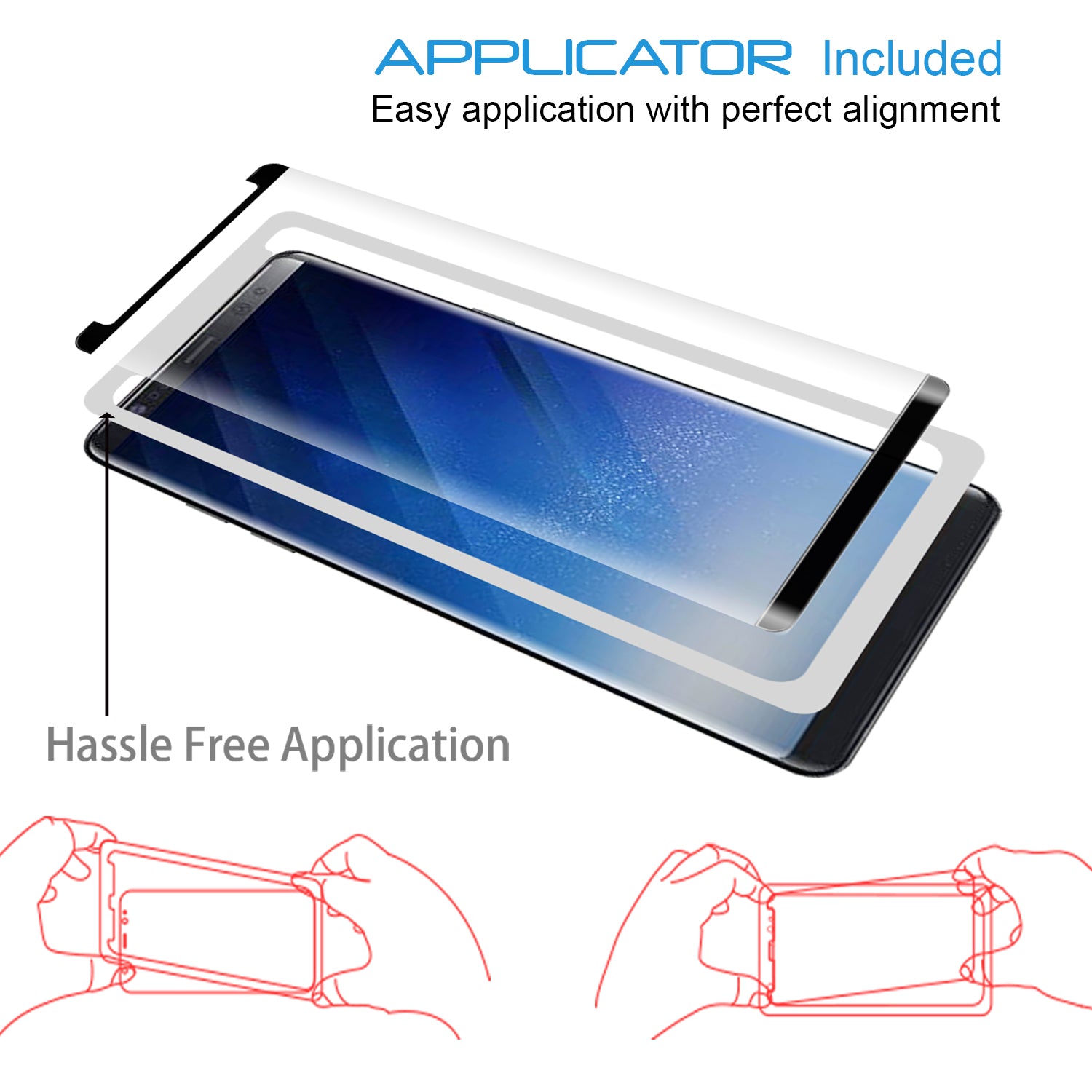 LUVVITT TEMPERED GLASS Screen Protector with Applicator for Galaxy Note 8 -Black