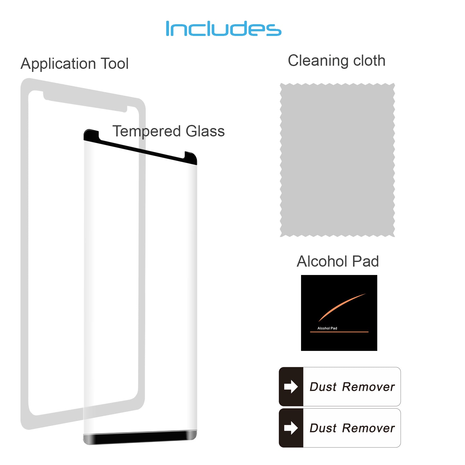 LUVVITT TEMPERED GLASS Screen Protector with Applicator for Galaxy Note 8 -Black