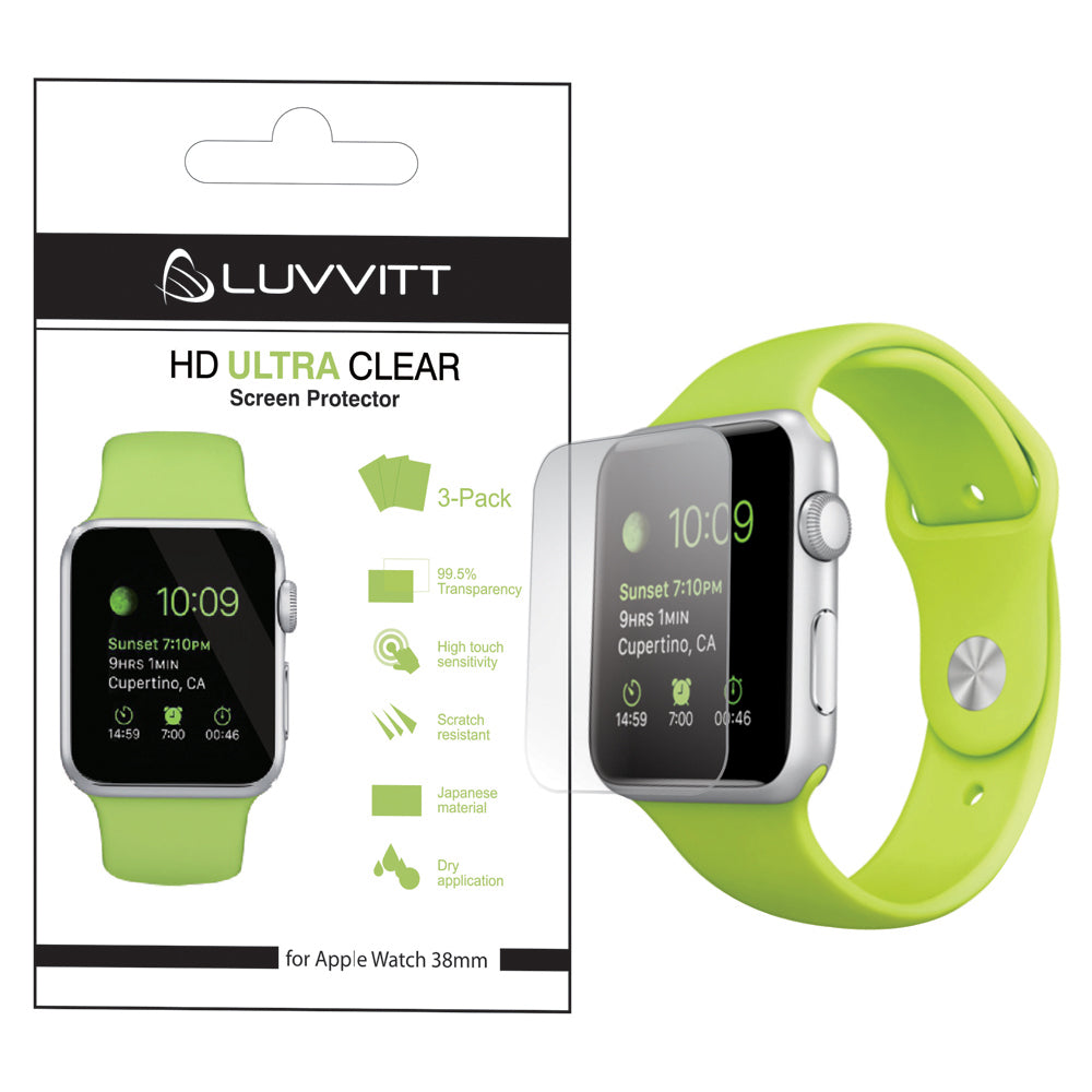 LUVVITT HD ULTRA CLEAR Screen Protector for Apple Watch 38mm (3x Pack)