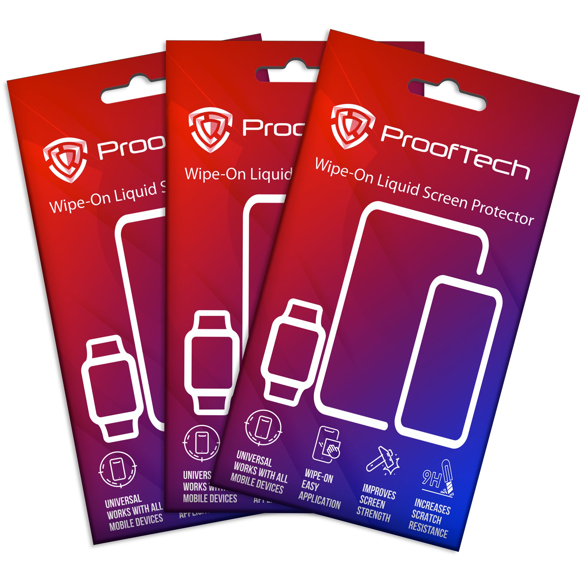 3 Pack ProofTech Liquid Glass Screen Protector for All Smartphones Tablets and Watches