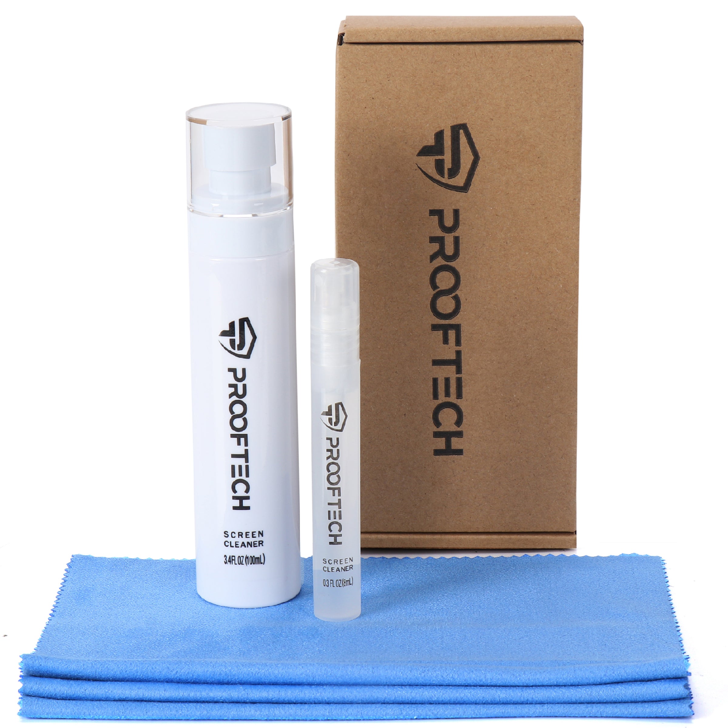 ProofTech Screen Cleaner Kit for All Electronic Devices 2 bottles and Microfiber Cloths