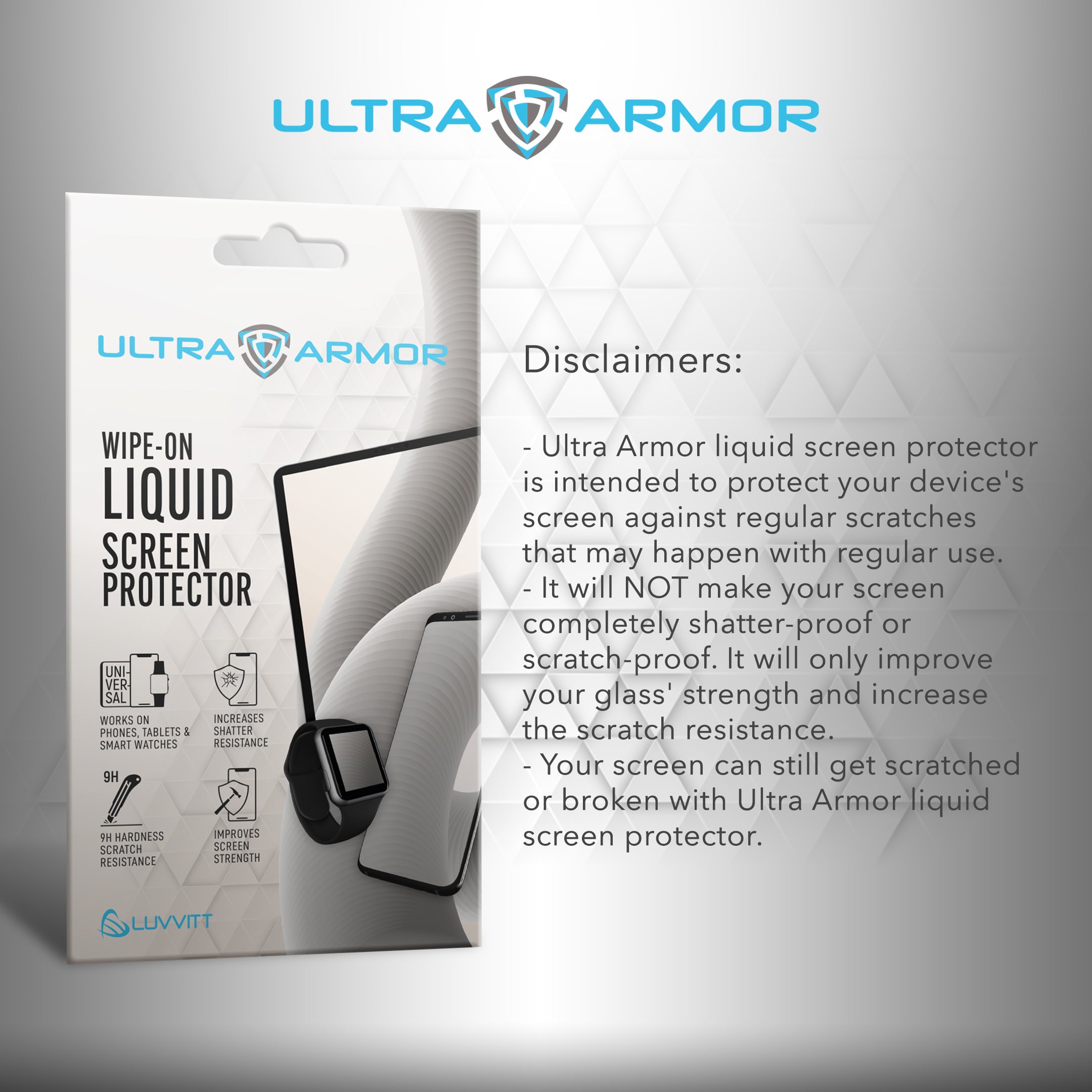 Ultra Armor Liquid Glass Screen Protector for All Smartphones Tablets and Watches
